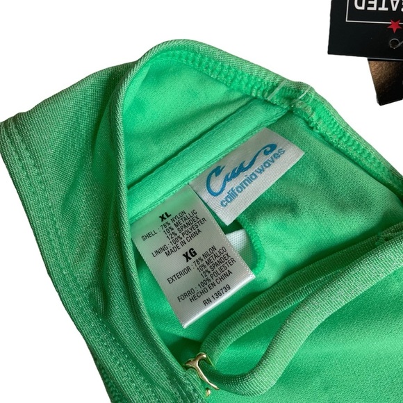 California Waves Metallic Shine Bandeau Bikini Top Mint Green Size XL New - Picture 5 of 5
